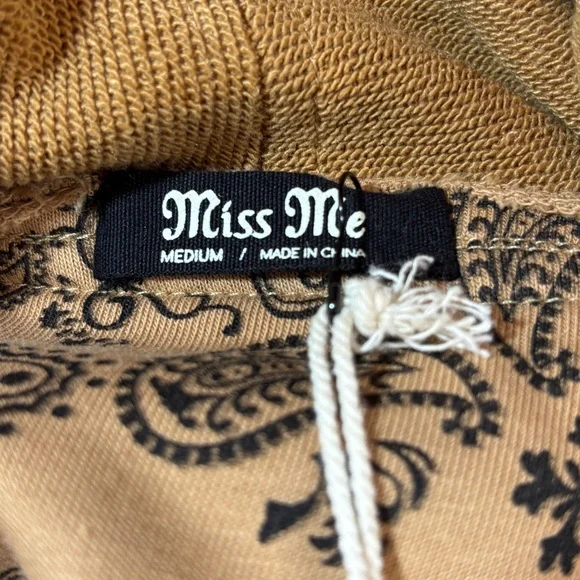 Women’s Miss Me Brown French Terry Paisley Waterfall Jacket Size Medium NWT - Picture 3 of 7